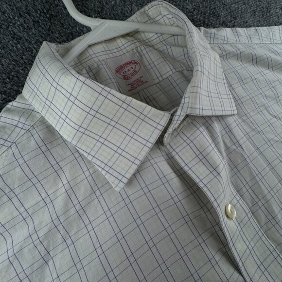 Brooks Brothers Green Purple Button Up Shirt Men Cotton 17 34/35 Traditional Fit - Picture 9 of 13